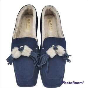 Italeau Roy shearling lined handmade slippers. Sz 41 (US 10.5 M)